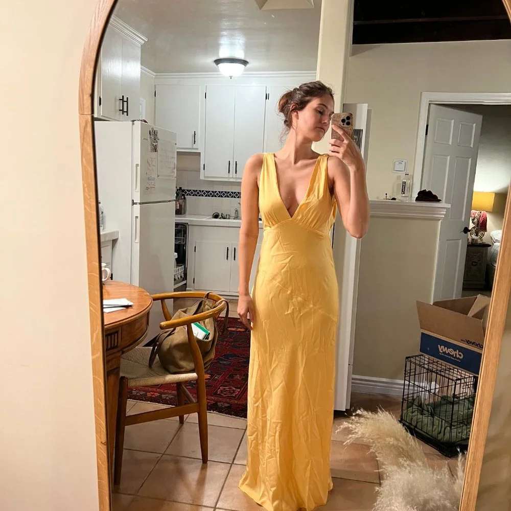 white christmas dresses Mabel Off Shoulder Chiffon Maxi Dress - Lemon